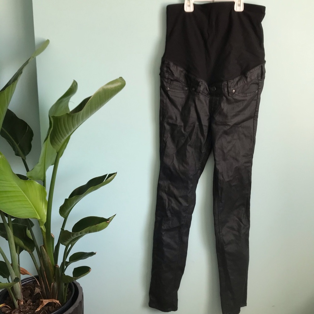H&M shinny black maternity pants